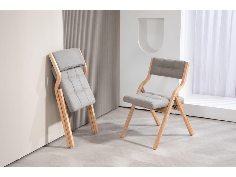  Chaise de cuisine chaise pliable rembourrée pliable bois portable montée grise  - Conforama E