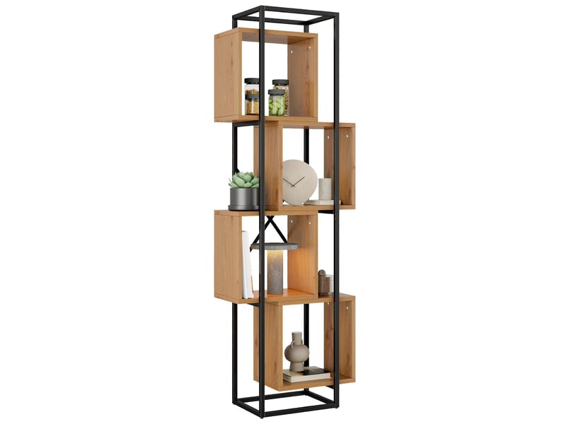  Étagère bibliothèque 4 compartiments en mdf et métal marron et noir 59x30x180 cm N880P427187O - Conforama A