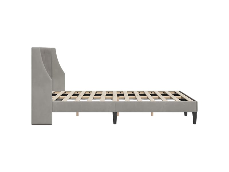  Lit double- lit adulte -  cadre de lit avec tête de lit gris clair 120 x 190 cm velours  - Conforama D