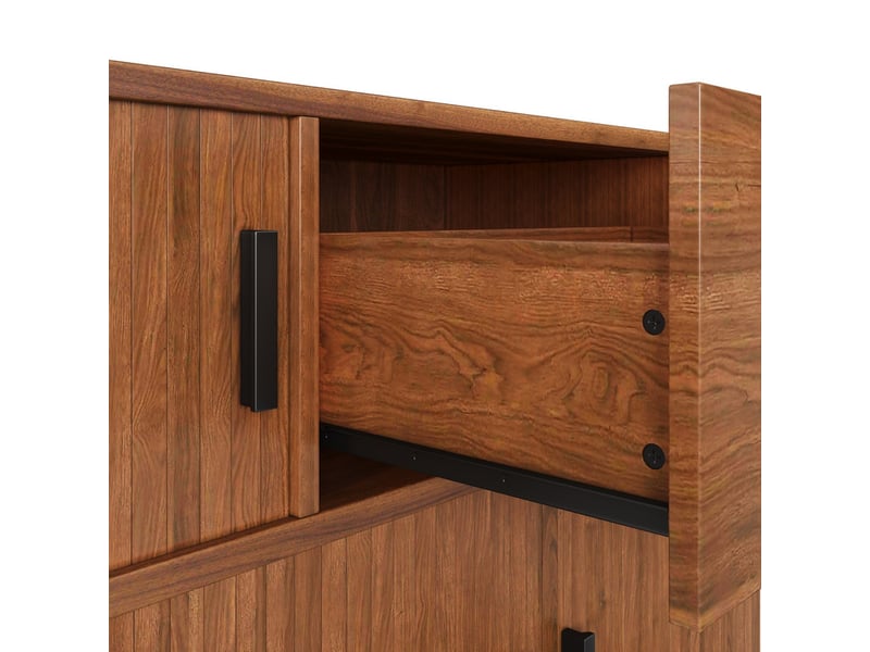 Buffet avec portes coulissantes, commode à tiroir, meuble de rangement, buffet de salon, bois foncé - Conforama E