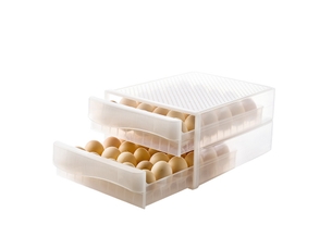 Rangement cuisine,boîte à œufs transparente double couche, type tiroir, 60 compartiments, emballage double couche