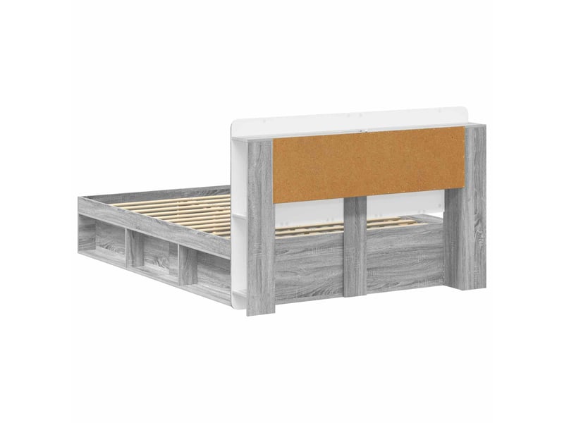 Lit double- lit adulte - cadre de lit avec rangement sonoma gris 140 x 200 cm - Conforama D