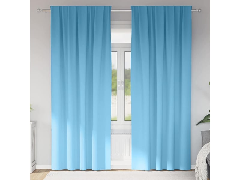  Lot de 2 rideaux occultants, rideaux black-out avec anneaux bleu clair 245 x 140 cm cf44593  - Conforama B