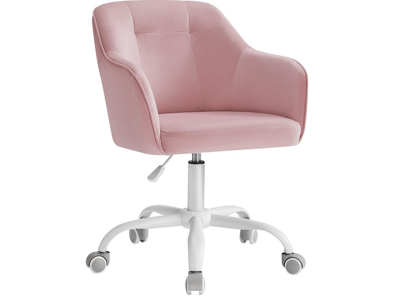  Fauteuil de bureau ergonomique réglable hauteur 64 x 64 x 93 cm design moderne confort optimal en velours rose bonbon 12_0009907  - Conforama A