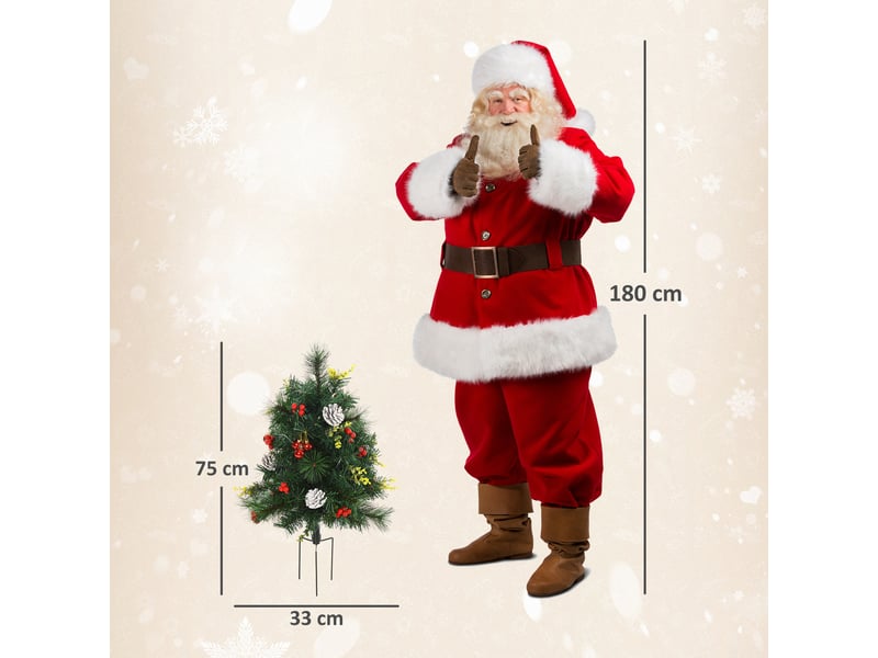  Lot de 2 sapins de noël artificiels miniatures avec lumières led, en plastique et métal, ø 33 x 75 cm, vert  - Conforama C