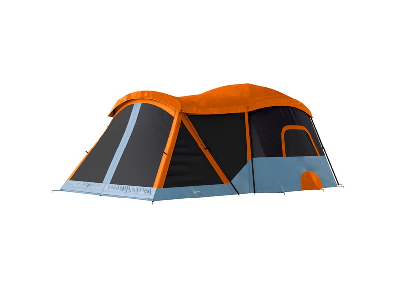  Tente tunnel pour 4 personnes, tente familiale avec chambre et séjour, puits de lumière, tapis de sol, hauteur sous plafond de 3000 mm, colonne d'eau  - Conforama B