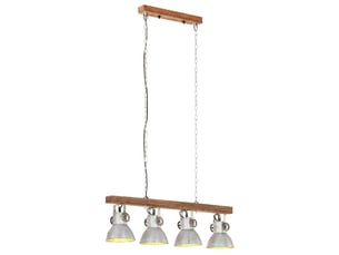 Plafonnier industriel, lampe plafond argenté e27 bois de manguier