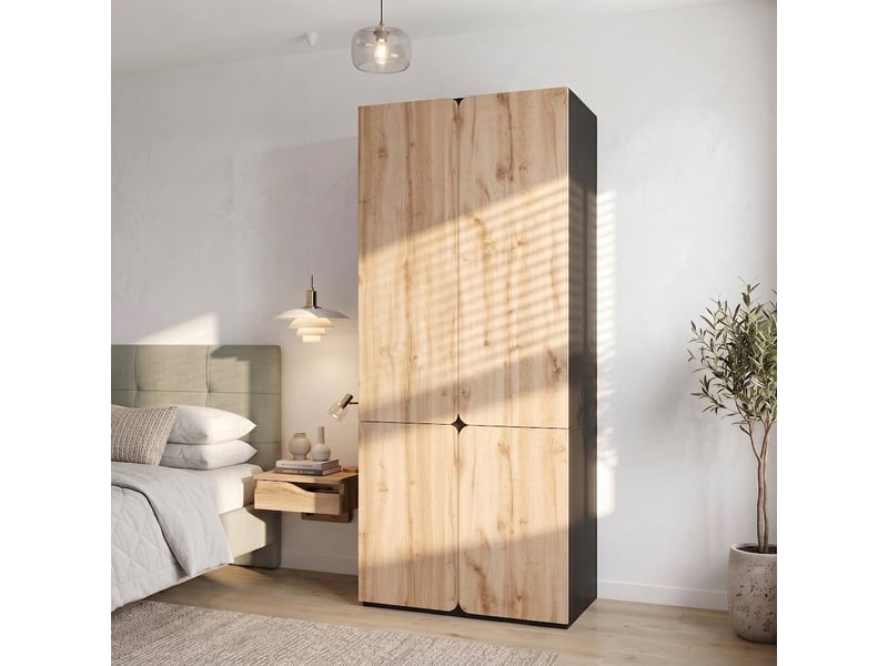  Armoire blanche 5 portes 200 cm avec led et verre strié  - Conforama B