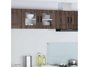 Meuble mural de cuisine, cabinet en verre mural 2 pc chêne brun bois d'ingénierie
