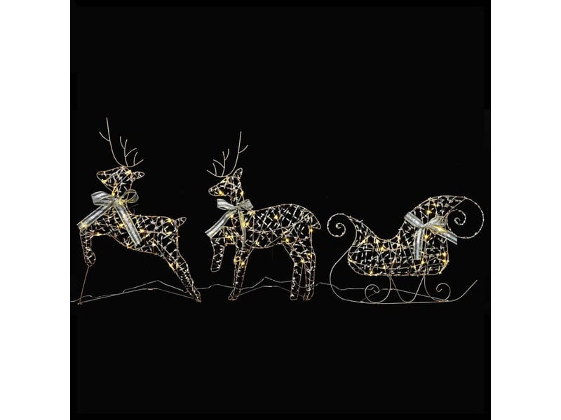  Lot de 3 rennes led, éclairage de noël, décoration de noël 60 led blanc chaud 44,5 x 18 x 66 cm pet cf62080  - Conforama D