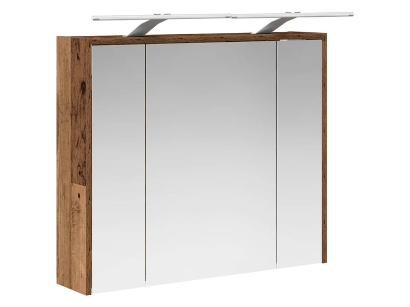 Armoire miroir salle de bain, meuble de rangement bois ancien 73.5x16x62.5 cm - Conforama E