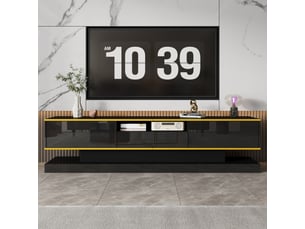 Meuble tv coloris noir 180 cm MERAX meuble tv noir