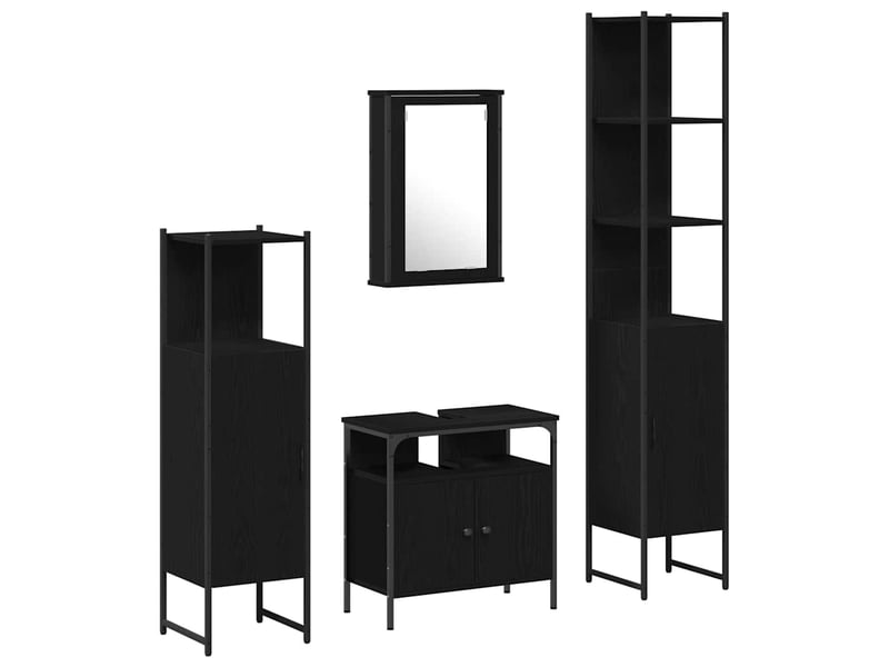 Ensemble de mobilier de salle de bain 4 pc chêne noir cf64511 - Conforama A