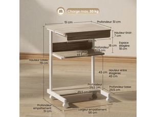 Bureau enfant 56 cm coloris bois clair