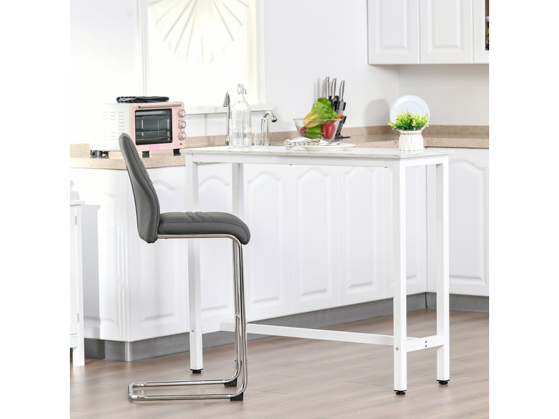  Table haute de bar 120 x 40 x 100 cm, plateau mélamine effet marbre, pieds en acier, table moderne pour cuisine et salle à manger  - Conforama D