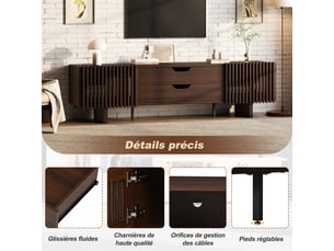 Meuble tv coloris bois foncé 180 cm <strong></strong> <strong></strong>