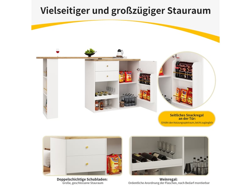 Meuble de rangement rotatif avec étagères pivotantes, tiroirs et portes coulissantes, multifonction en mdf  - Conforama E
