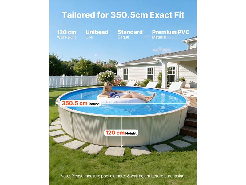  Vevor liner piscine hors-sol film intérieur de piscine ronde 350,5x120 cm bleu  - Conforama B