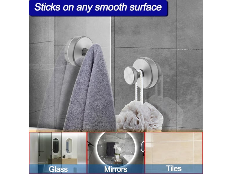  Crochets à ventouse de douche pour mur de porte en verre de fenêtre de salle de bains, paquet de 4, argent, gris - cc005591zls CC005591ZLS - Conforama C
