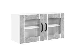 Meuble mural de cuisine, cabinet en verre mural gris béton 80x31x40cm shl5775