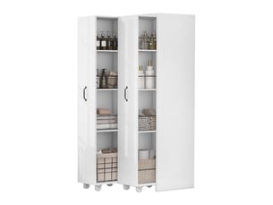 Bibliothèque coulissante - 51.5x41x158cm - meuble de rangement extensible à roulettes, 4 niveaux - blanc