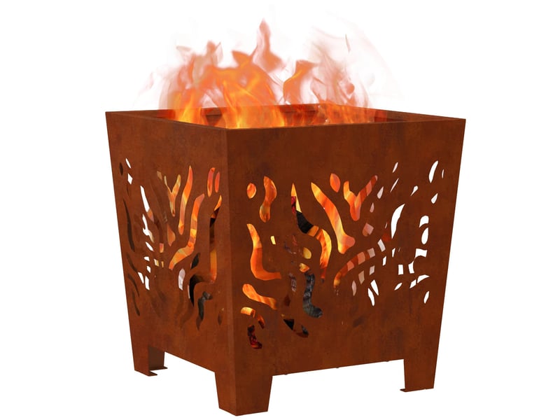 Brasero exterieur, foyer camping marron 40x40x40 cm acier patiné  - Conforama C