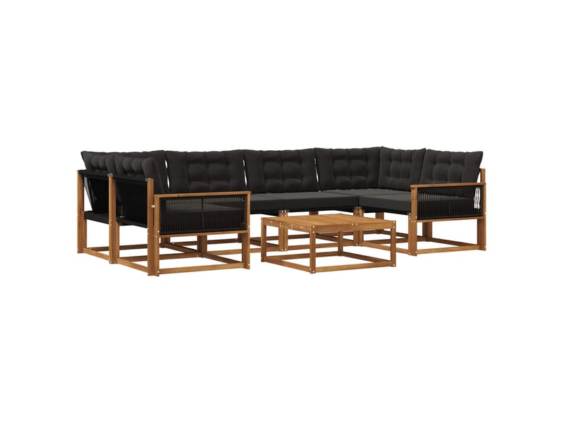  Vidaxl ensemble de canapés d'extérieur 7 pcs naturel et noir  - Conforama D