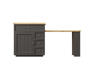 Îlot de cuisine extensible 120-184 cm avec tiroirs et roulettes mdf noir