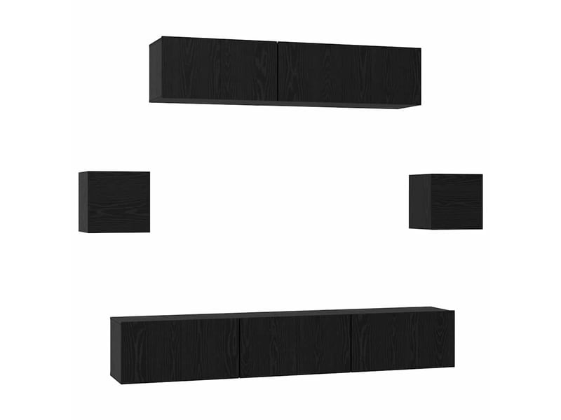  Ensemble meuble tv - banc tv - meuble de rangement 7 pcs chêne noir bois d'ingénierie  - Conforama A