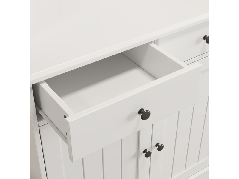 Buffet haut blanc avec portes vitrées et prises 120 x 40 x 191 cm Fay Lum - Conforama R