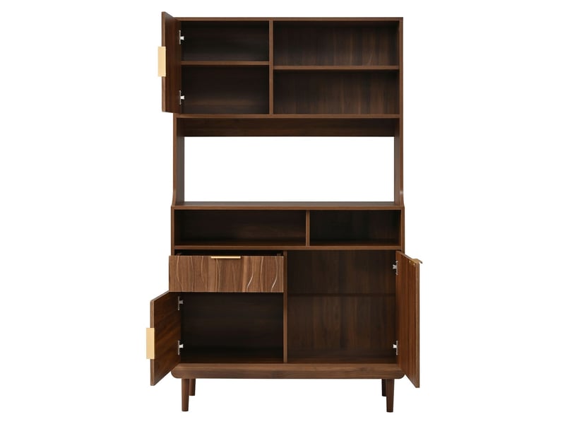  Buffet rangement fermé et ouvert tiroir portes étagères ouvertes structure en mdf et panneaux de particules pieds en bois massif  - Conforama E