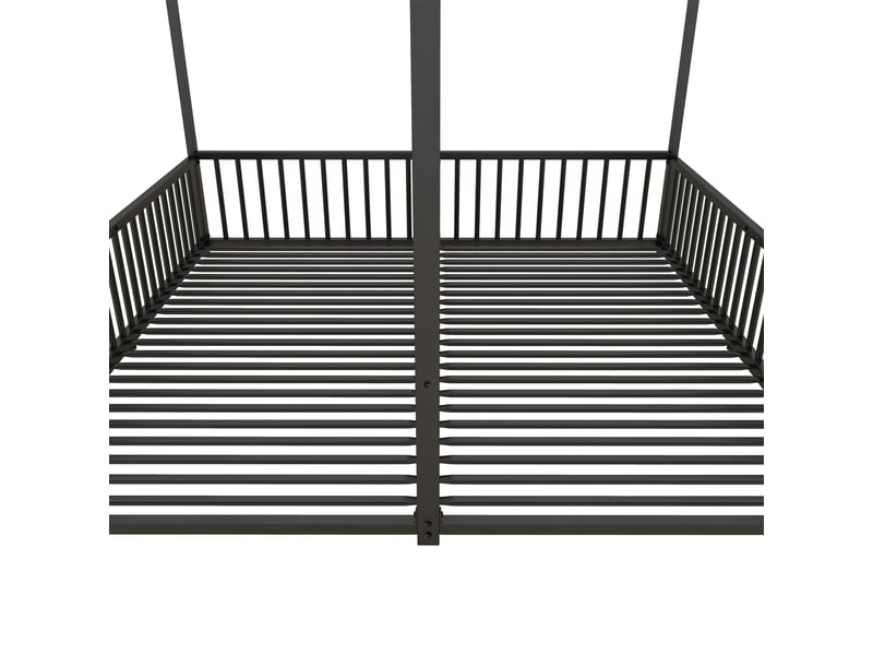  Lit enfant en métal 90x200 cm, design maison ludique avec garde-corps sécurisant et lignes épurées, noir, sans matelas  - Conforama R