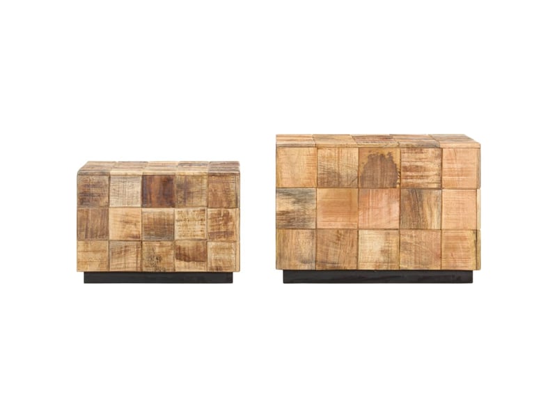  Tables basses 2 pcs | table de salon avec design de blocs bois de manguier brut  - Conforama C