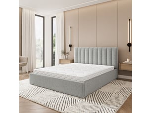 Lit coffre 200x200 cm <strong>MASSENO</strong>  <strong></strong> coloris gris