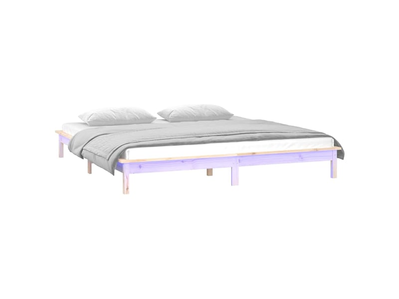  Lit double- lit adulte -  cadre de lit à led sans matelas 135x190 cm bois massif  - Conforama B