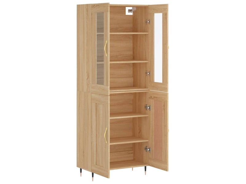 Buffet haut - bahut - meuble de rangement chêne sonoma 69,5x34x180 cm bois d'ingénierie  - Conforama C