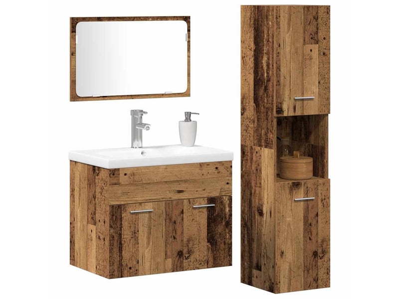  Ensemble de mobilier de salle de bain 4 pièces marron cf64553  - Conforama C