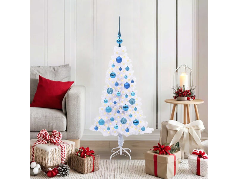  Sapin de noël - arbre de noël artificiel avec 150 led blanc 120 cm pvc et acier  - Conforama B