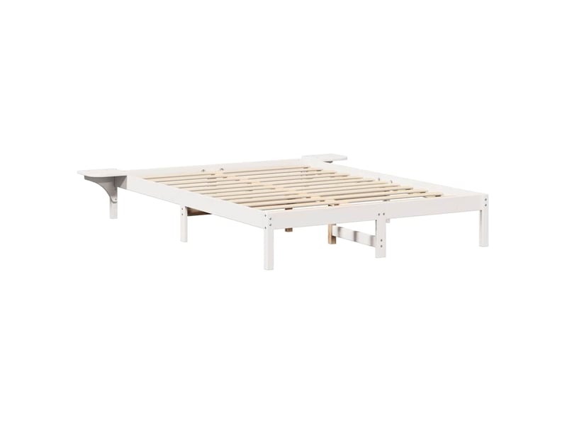 Lit double- lit adulte - cadre de lit blanc 150 x 200 cm pin massif - Conforama C