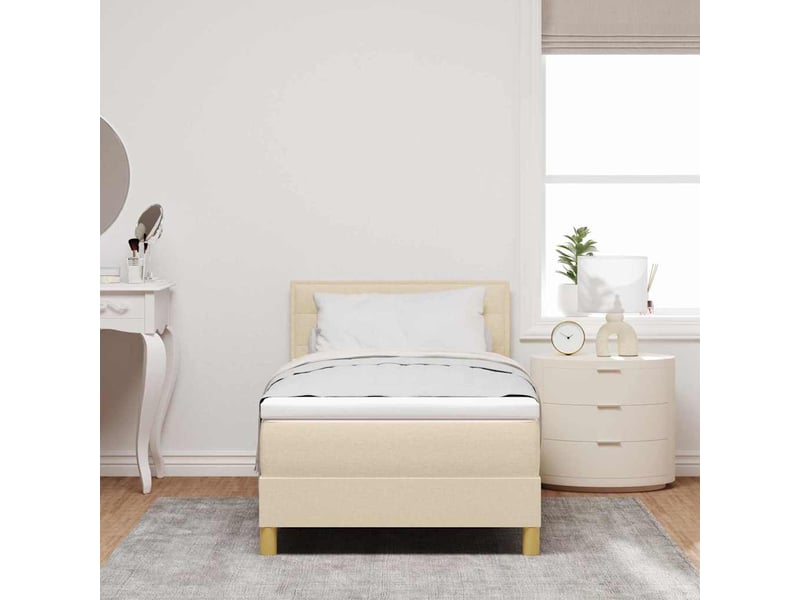  Lit adulte, lit simple, lit à ressorts avec coussin crème 100x200cm tissu cf16779  - Conforama C