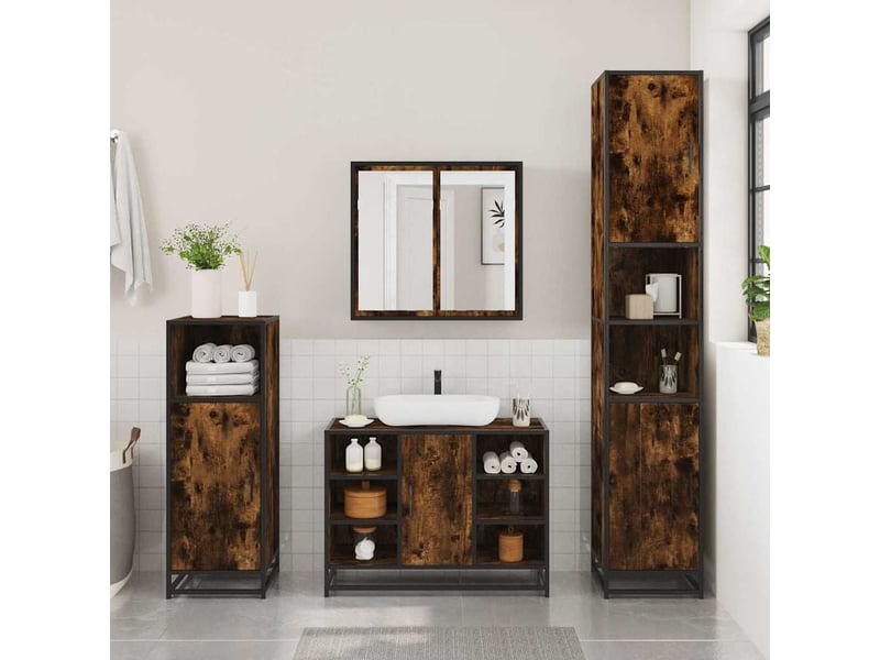 Ensemble de meubles de salle de bain 2 pcs chêne fumé cf63585 - Conforama D