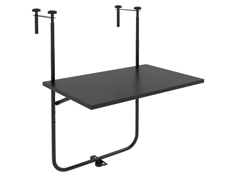  Table de balcon suspendue pliable noire 62 x 40 x 85,5 cm, réglable en hauteur  - Conforama A