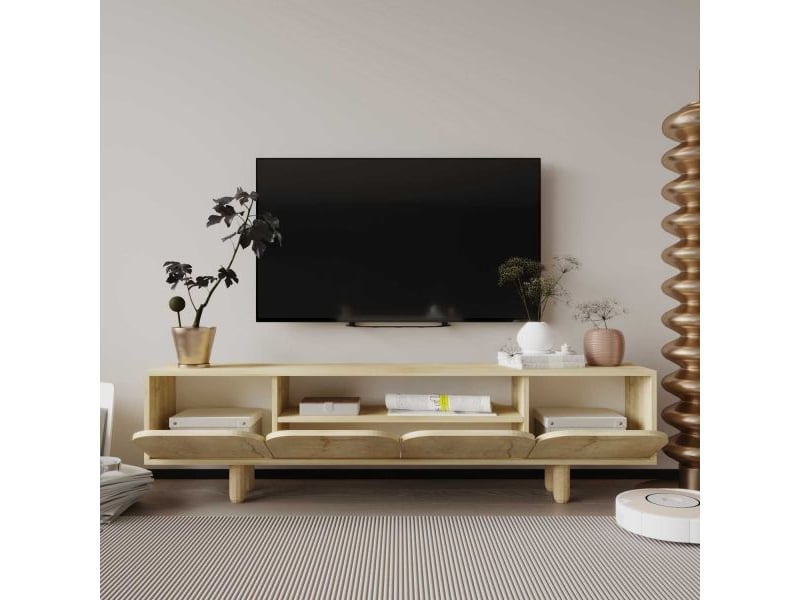  Meuble tv en aggloméré lazio chêne  - Conforama D