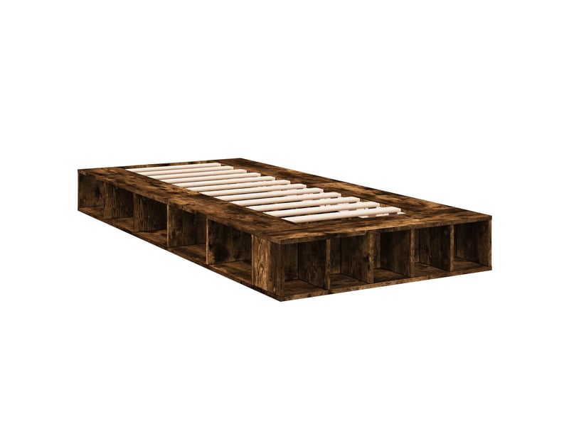  Lit simple- lit adulte -  cadre de lit avec rangement avec étagère chêne fumé 80 x 200 cm  - Conforama B