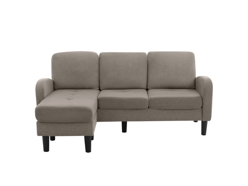 Canapé d'angle 3 places avec méridienne réversible gris anthracite tissu lin respirant - Conforama A