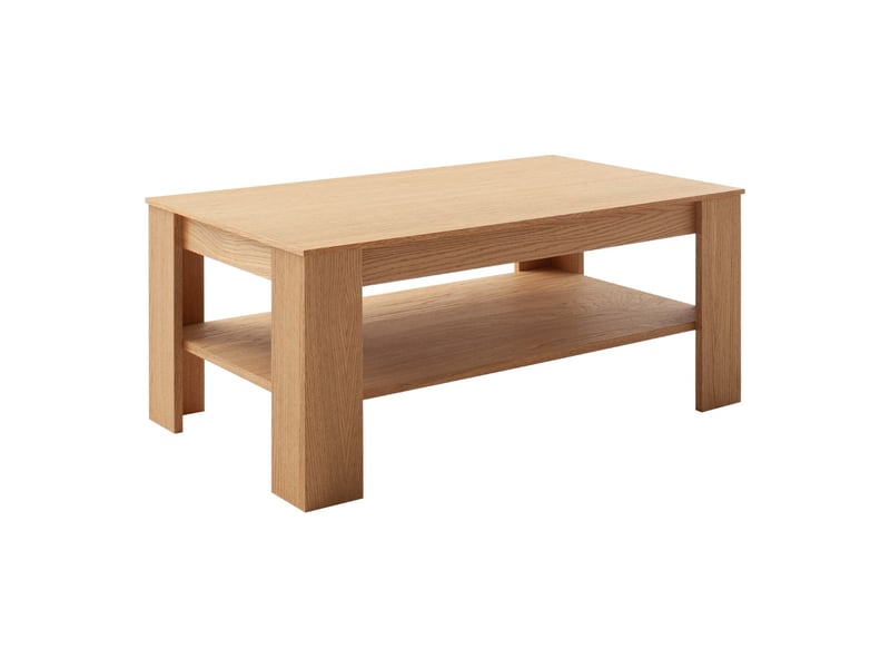  Table basse avec étagère coloris chêne sauvage - longueur 115 × largeur 65 × hauteur 46 cm  - Conforama C