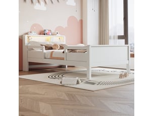 Lit simple 90x200 cm <strong>WISHDOR</strong>  <strong></strong> coloris blanc