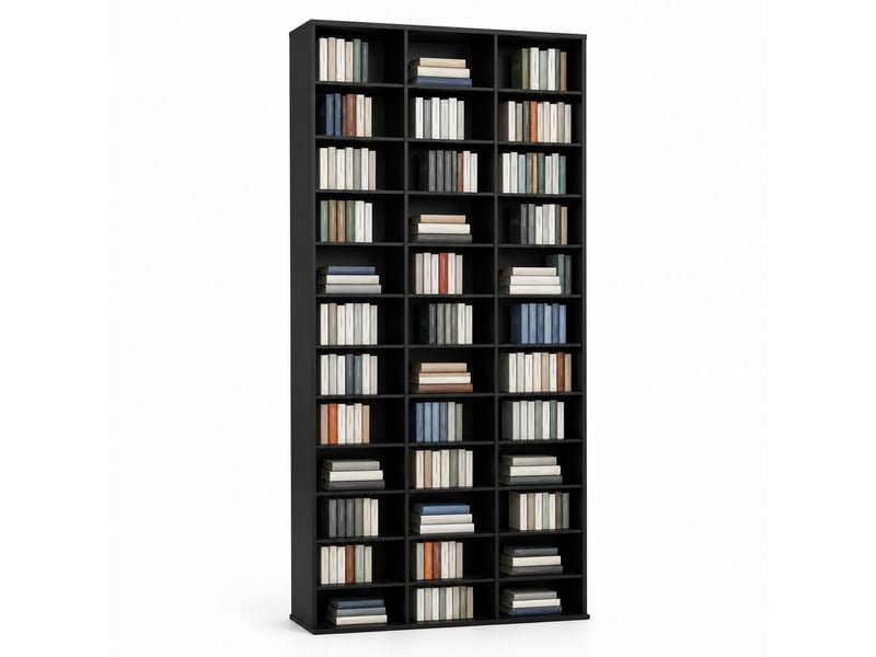  Meuble de rangement cddvd,102x23,5x195 cm,étagères réglables,mdf,noir  - Conforama A