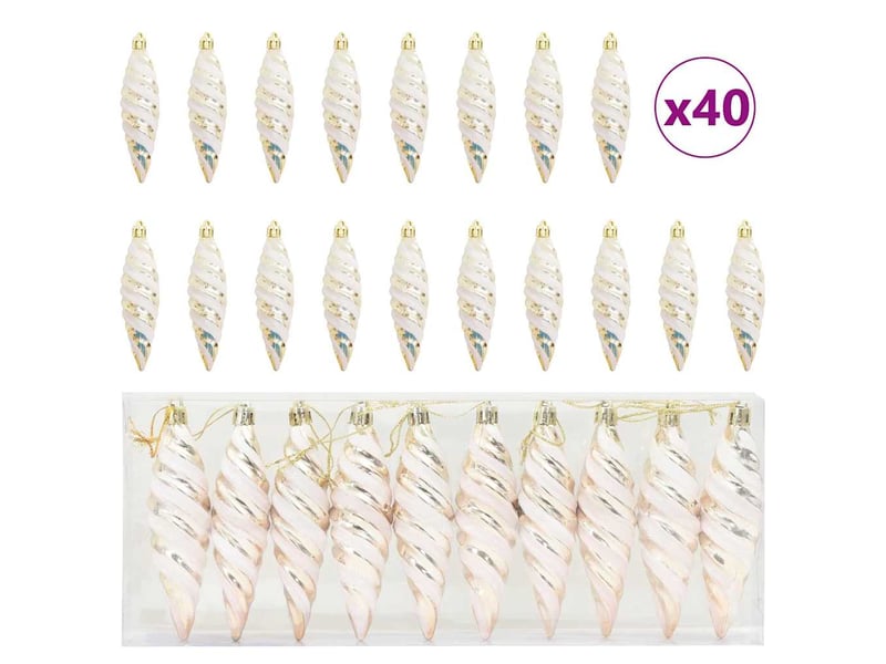 Boule en forme de spirale de noël 40 pc champagne 3 x 11 cm cf61794 - Conforama A