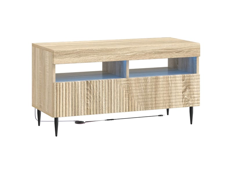  Ensemble de 3 meubles tv led chêne sonoma bois d'ingénierie shl85217  - Conforama E